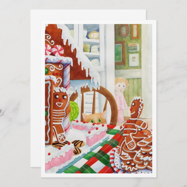 GINGERBREAD SURPRISE 5.5x7.5 Flat Christmas Card (Front/Back)