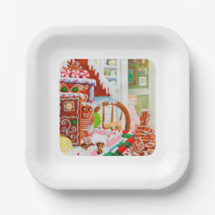 GINGERBREAD SURPRISE 7" Square Paper Plates