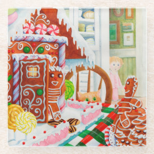 GINGERBREAD SURPRISE Glass Beverage Coaster