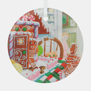 GINGERBREAD SURPRISE Glass Circle Ornament
