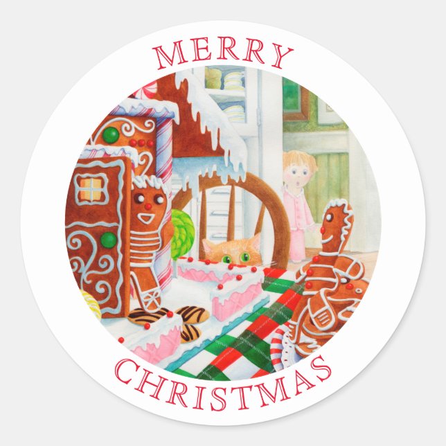 GINGERBREAD SURPRISE Large Round Envelope Seals (Front)