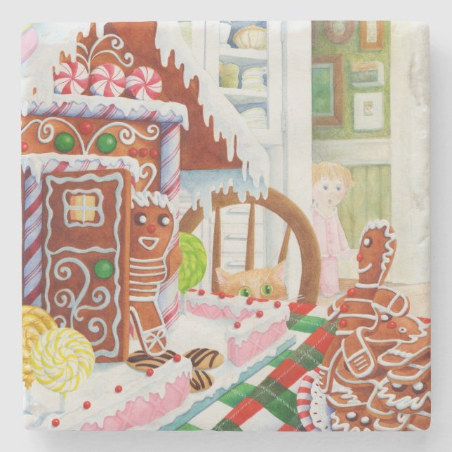 GINGERBREAD SURPRISE Marble Coaster (Front)