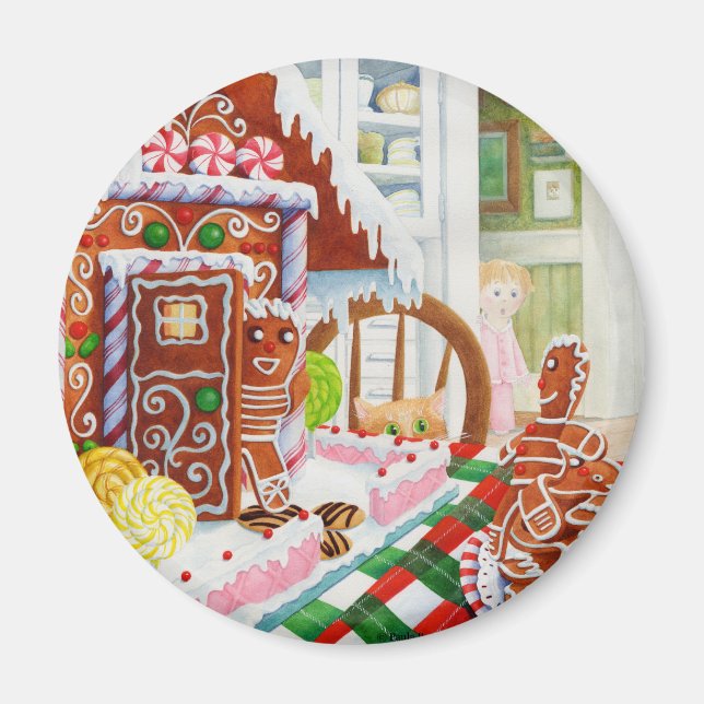 GINGERBREAD SURPRISE Round Magnet (Front)