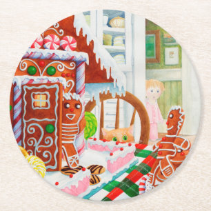GINGERBREAD SURPRISE Round Paper Coasters