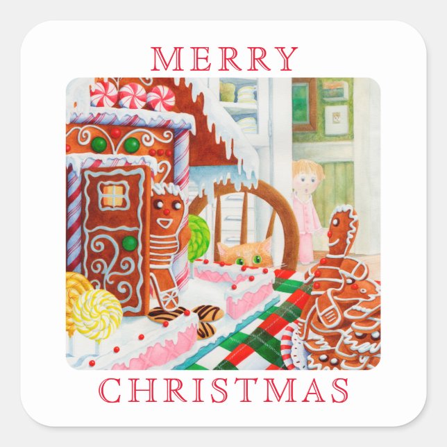 GINGERBREAD SURPRISE Small Square Envelope Seals (Front)