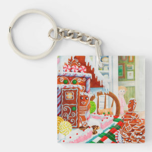 GINGERBREAD SURPRISE Square Acrylic Keychain