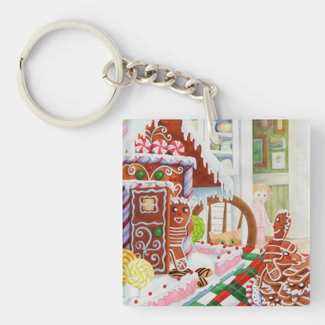 GINGERBREAD SURPRISE Square Acrylic Keychain (Front)