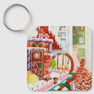 GINGERBREAD SURPRISE Square Metal Keychain