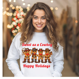 Gingerbread Sweet Cowboy Xmas Cookies T-Shirt Tri-Blend Shirt
