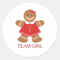 Gingerbread TEAM GIRL Gender Reveal Game Label