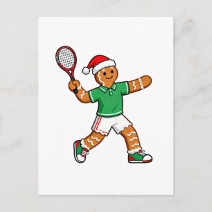 Gingerbread Tennis Christmas 2026 Holiday Sports Postcard