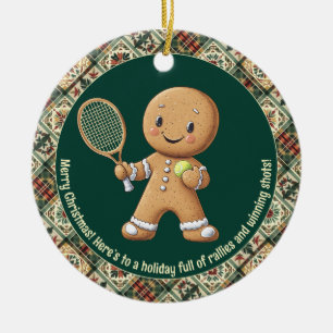 Gingerbread Tennis Grand Slam 🎾🎄custom text Ceramic Tree Decoration