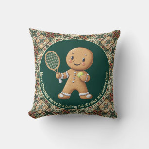 Gingerbread Tennis Grand Slam 🎾🎄custom text Cushion