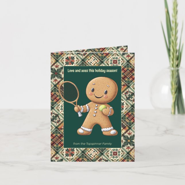 Gingerbread Tennis Grand Slam 🎾🎄custom text Holiday Card (Front)