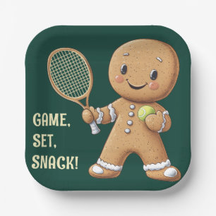 Gingerbread Tennis Grand Slam 🎾🎄custom text Paper Plate