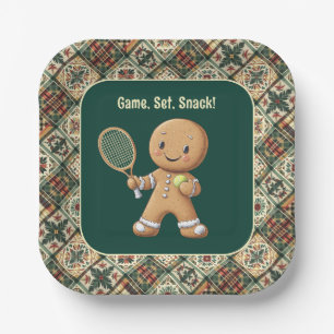 Gingerbread Tennis Grand Slam 🎾🎄custom text Paper Plate