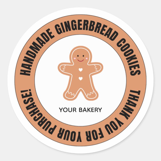 Gingerbread Thank You for Your Order Classic Round Sticker (Front)