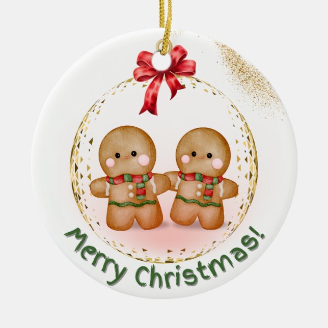 Gingerbread time ceramic tree decoration (Front)