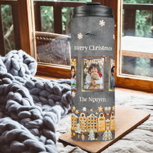 Gingerbread Town 5 Photo Template Thermal Tumbler