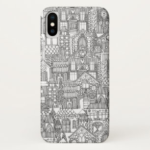 gingerbread town black white Case-Mate iPhone case
