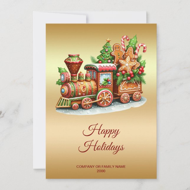 Gingerbread Train Holiday Card (Front)