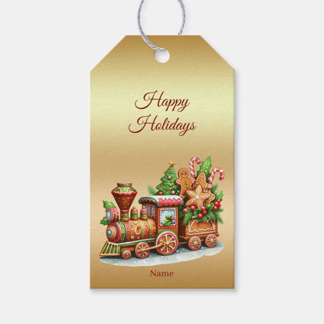 Gingerbread Train Holiday Gift Tag (Front)