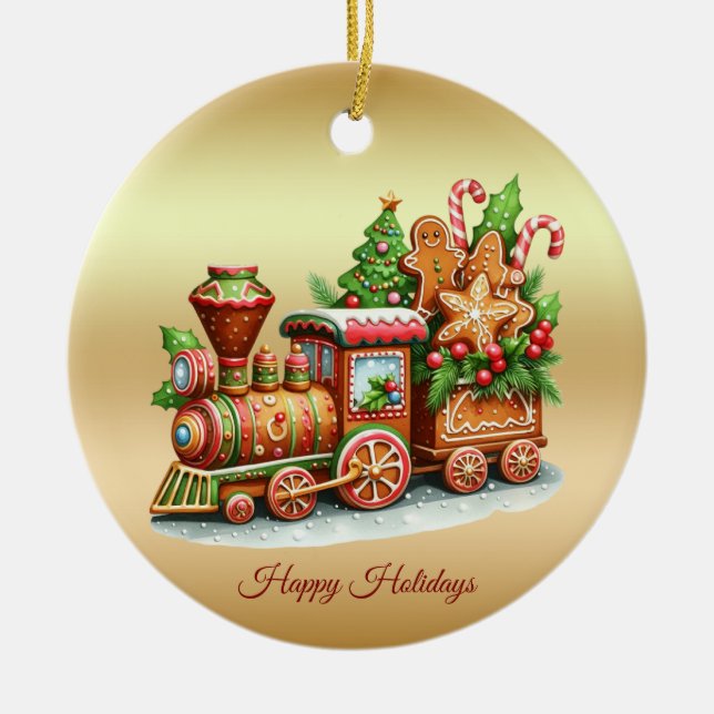 Gingerbread Train Holiday Ornament (Front)