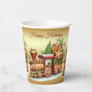 Gingerbread Train Holiday Paper Cups