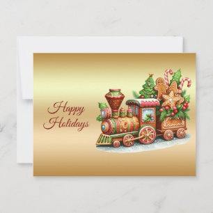 Gingerbread Train Holiday Postcard