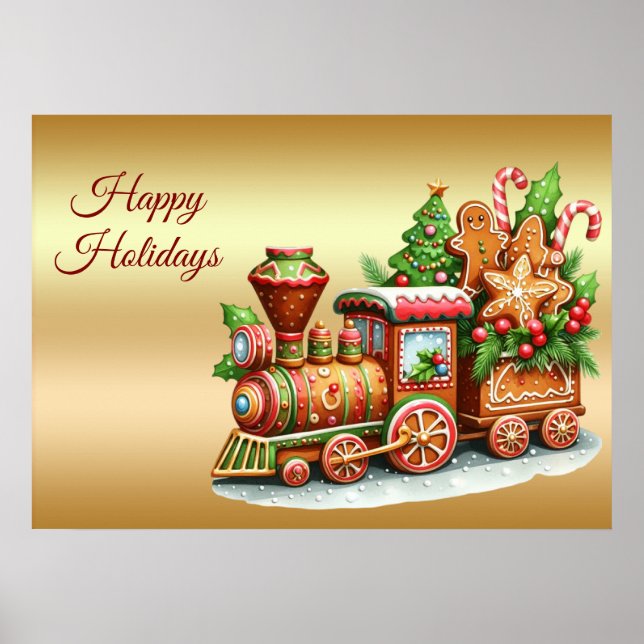 Gingerbread Train Holiday Poster (Front)