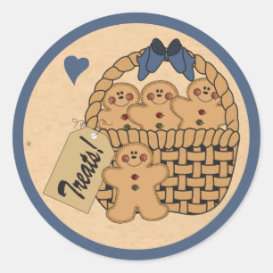 Gingerbread Treat Basket Classic Round Sticker