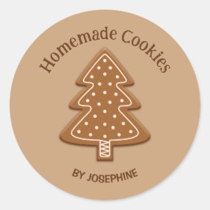 Gingerbread Tree Shape Cookie - Homemade Cookies Classic Round Sticker