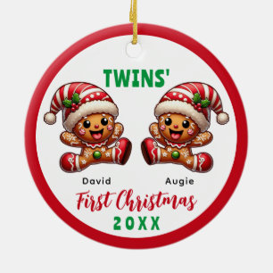 Gingerbread Twins' First Christmas Ceramic Tree Decoration
