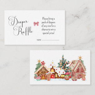 Gingerbread Village Baby Shower Diaper Raffle Card