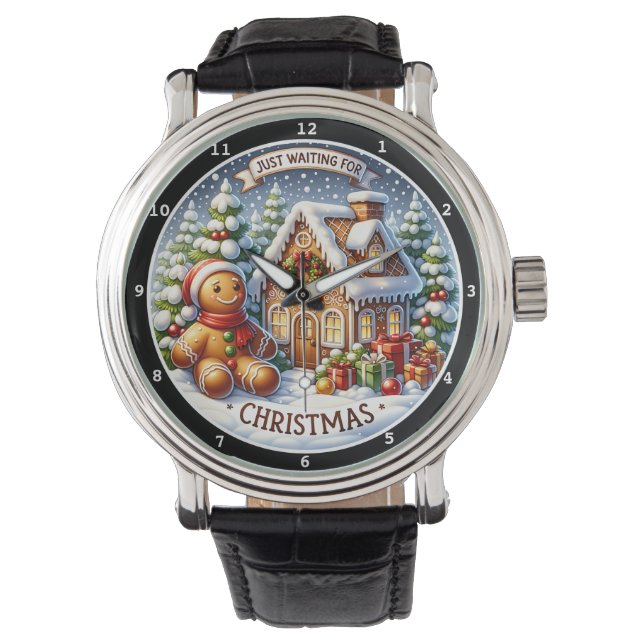 Gingerbread Village Charm Festive Christmas Wall  Watch (Front)