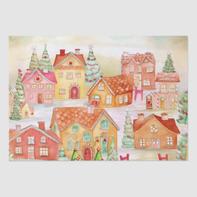 Gingerbread Village Christmas Tissue Paper (Front)