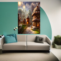 Gingerbread village in Valhalla | AI Art Poster