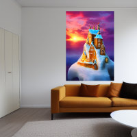 Gingerbread village on a iceberg | AI Art Poster