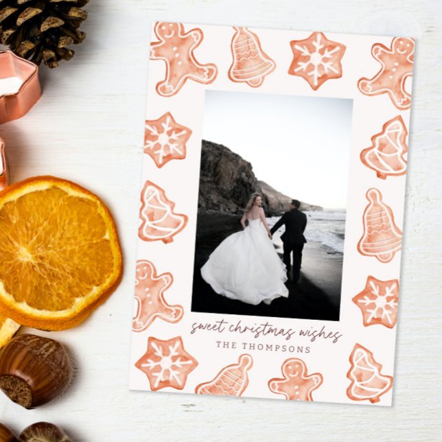 Gingerbread Watercolor Modern Christmas Photo Card (Creator Uploaded)