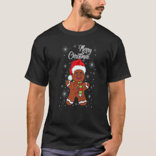 Gingerbread Wear Santa Hat Christmas Costume Cooki T-Shirt