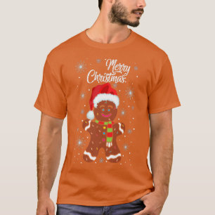 Gingerbread Wear Santa Hat Christmas Costume Cooki T-Shirt