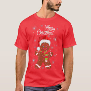 Gingerbread Wear Santa Hat Christmas Costume Cooki T-Shirt