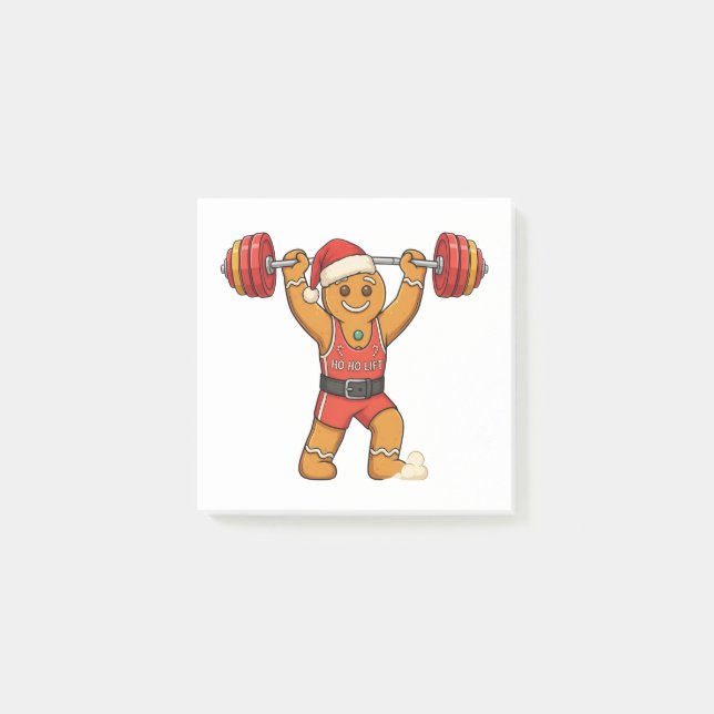  Gingerbread Weightlifter Christmas 2026 Holiday F Post-it Notes (Front)