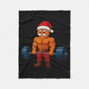 Gingerbread Weightlifting Fitness Gym Workout Chri Fleece Blanket