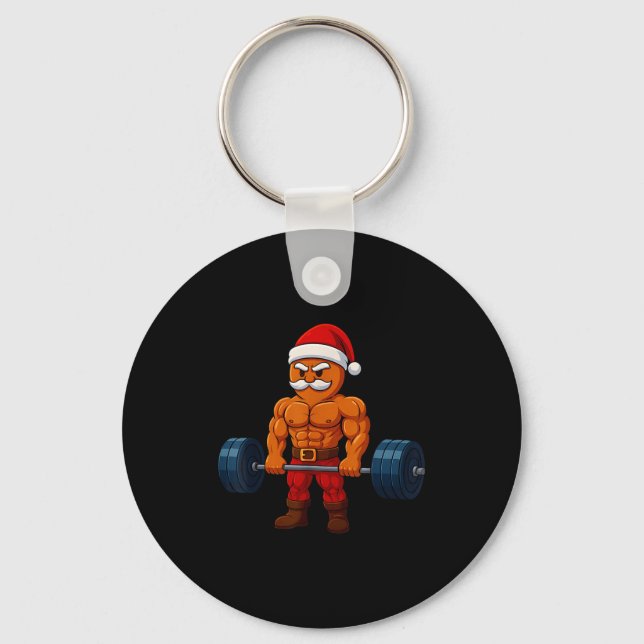 Gingerbread Weightlifting Fitness Gym Workout Chri Key Ring (Front)