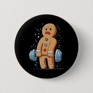 Gingerbread Weightlifting Workout Bodybuilding 1  6 Cm Round Badge
