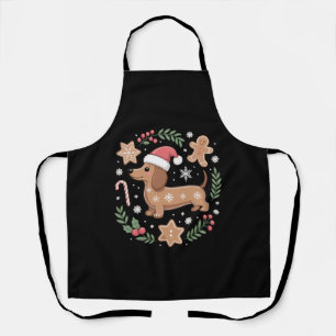 Gingerbread Weiner Dog Lover Dachshund Christmas Apron
