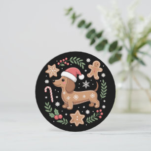 Gingerbread Weiner Dog Lover Dachshund Christmas  Holiday Card