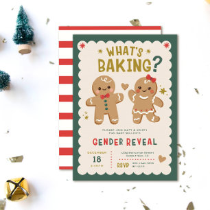 Gingerbread What's Baking Christmas Gender Reveal  Invitation