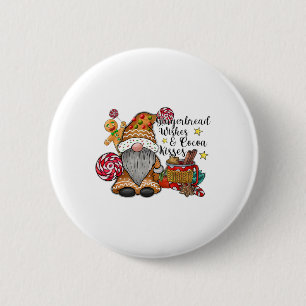Gingerbread Wishes And Cocoa Kisses Gnome Christma 6 Cm Round Badge
